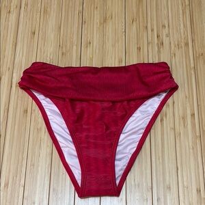 Bikini bottoms. Red. Ruched waist. Size S. NWT.